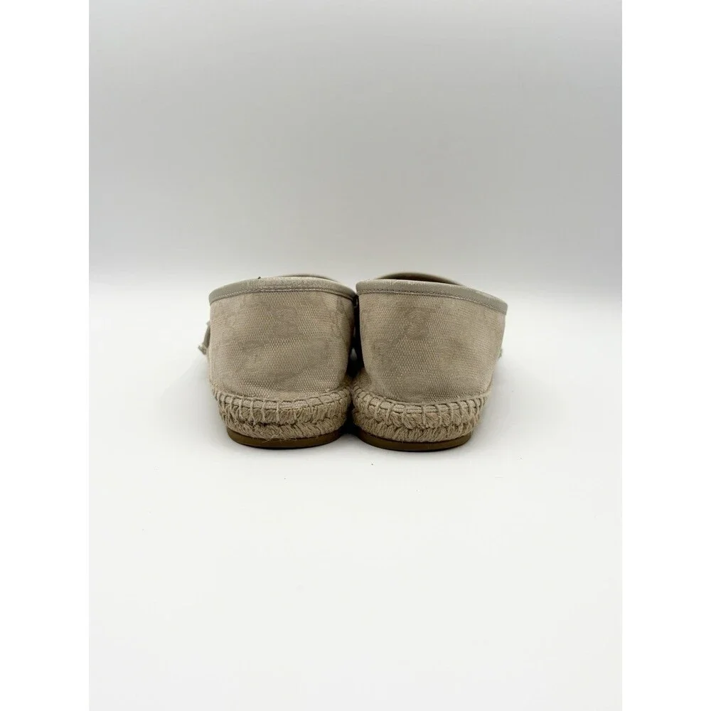 Gucci Off White/Cream GG Canvas and Leather Slip On Espadrille Flats EU 37.5